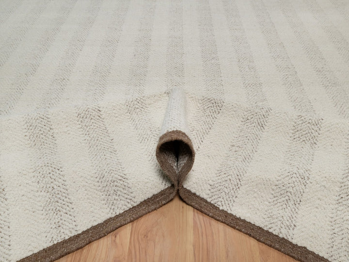 9'1" x 12'0" New Hand Knotted Ivory Wool Rectangle Oriental Rug - MOA10292152