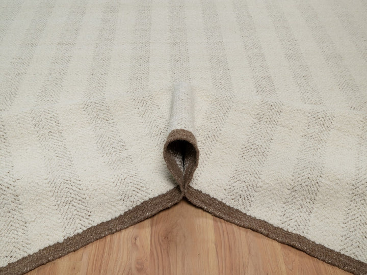 8'1" x 10'0" New Hand Knotted Ivory Wool Rectangle Oriental Rug - MOA10292153