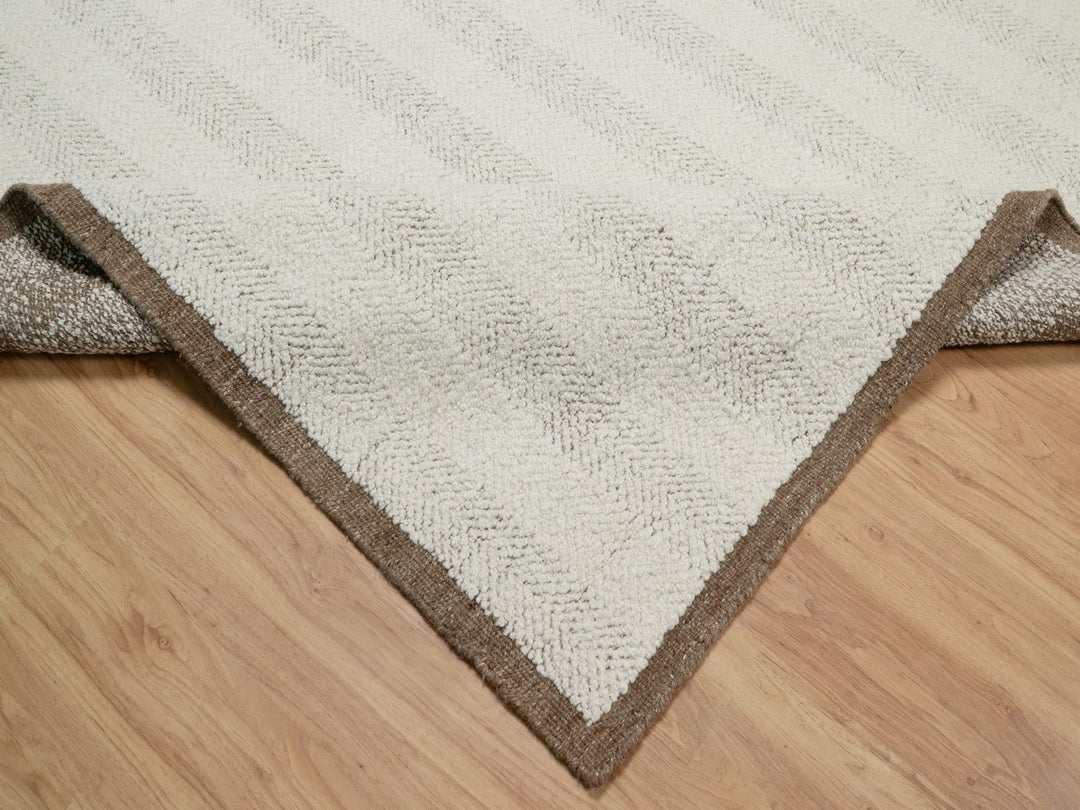 8'1" x 10'0" New Hand Knotted Ivory Wool Rectangle Oriental Rug - MOA10292153