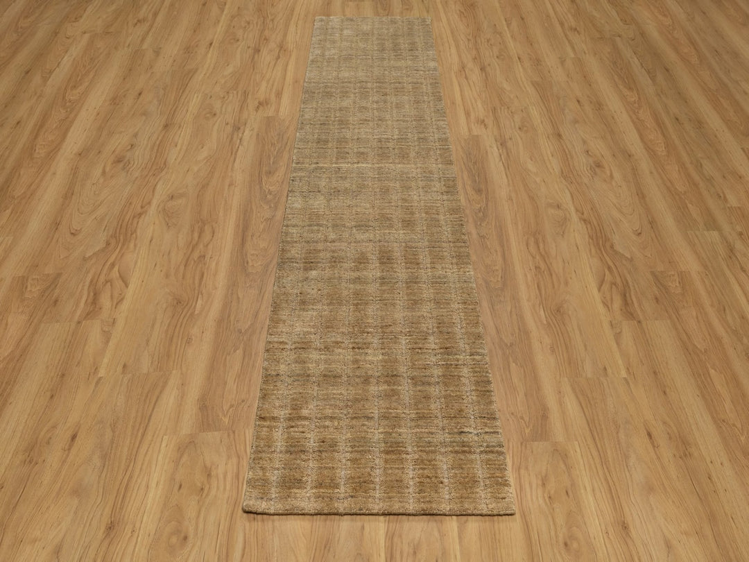 2'5" x 10'0" New Hand Loomed Brown Wool Runner Oriental Rug - MOA10292154