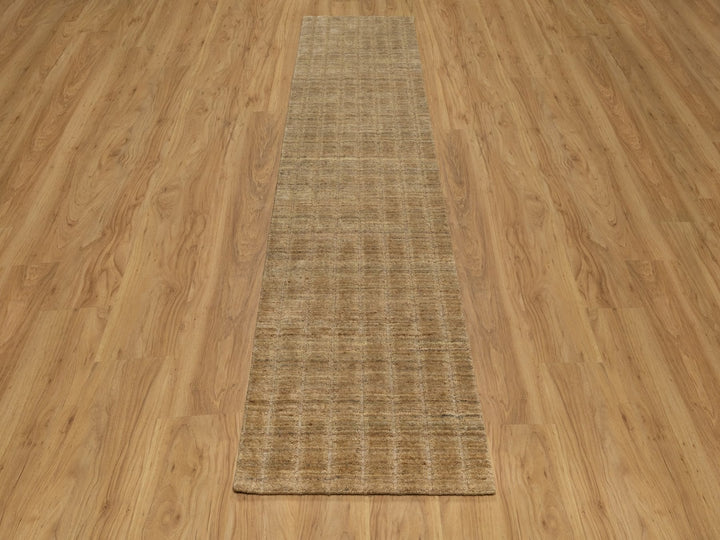 2'7" x 10'0" New Hand Loomed Brown Wool Runner Oriental Rug - MOA10292157