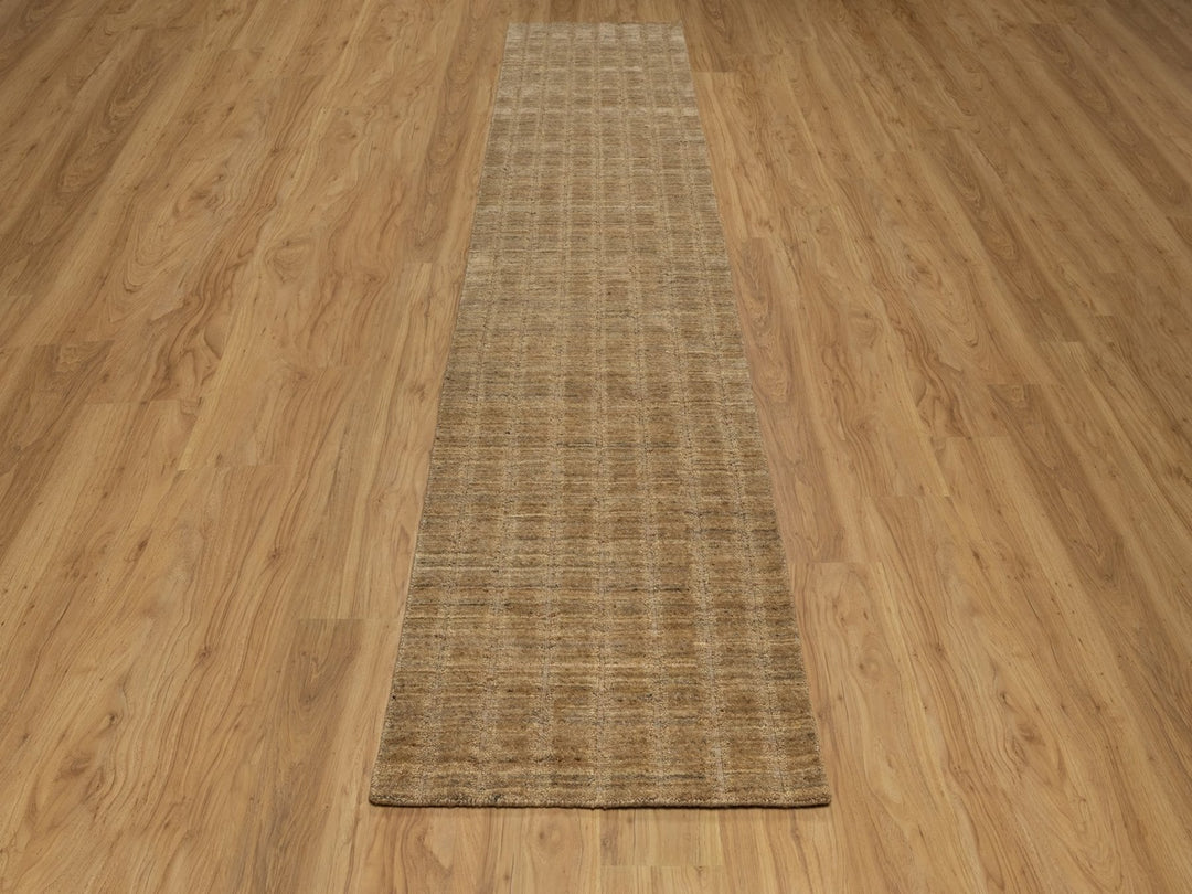 2'6" x 12'0" New Hand Loomed Brown Wool Runner Oriental Rug - MOA10292158