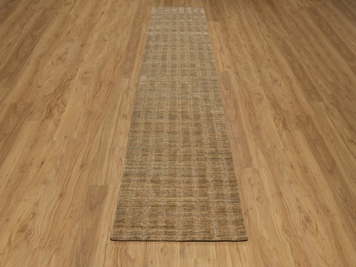 2'6" x 12'0" New Hand Loomed Brown Wool Runner Oriental Rug - MOA10292158
