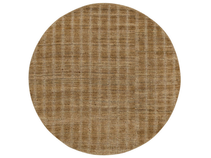 5'0" x 5'0" New Hand Loomed Brown Wool Round Oriental Rug - MOA10292159