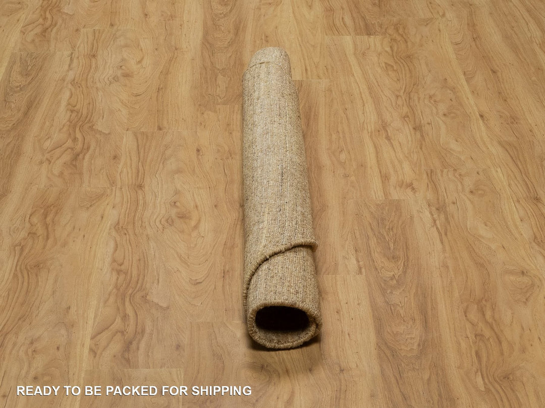 5'0" x 5'0" New Hand Loomed Brown Wool Round Oriental Rug - MOA10292159