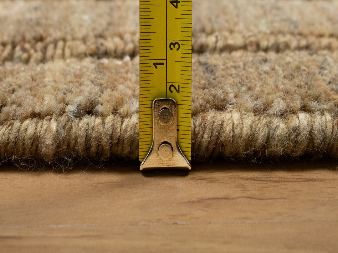 5'0" x 5'0" New Hand Loomed Brown Wool Round Oriental Rug - MOA10292159