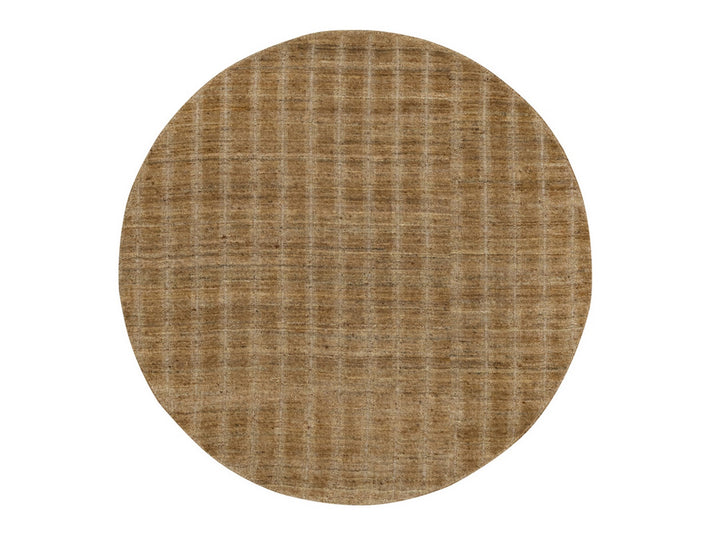 5'0" x 5'0" New Hand Loomed Brown Wool Round Oriental Rug - MOA10292160