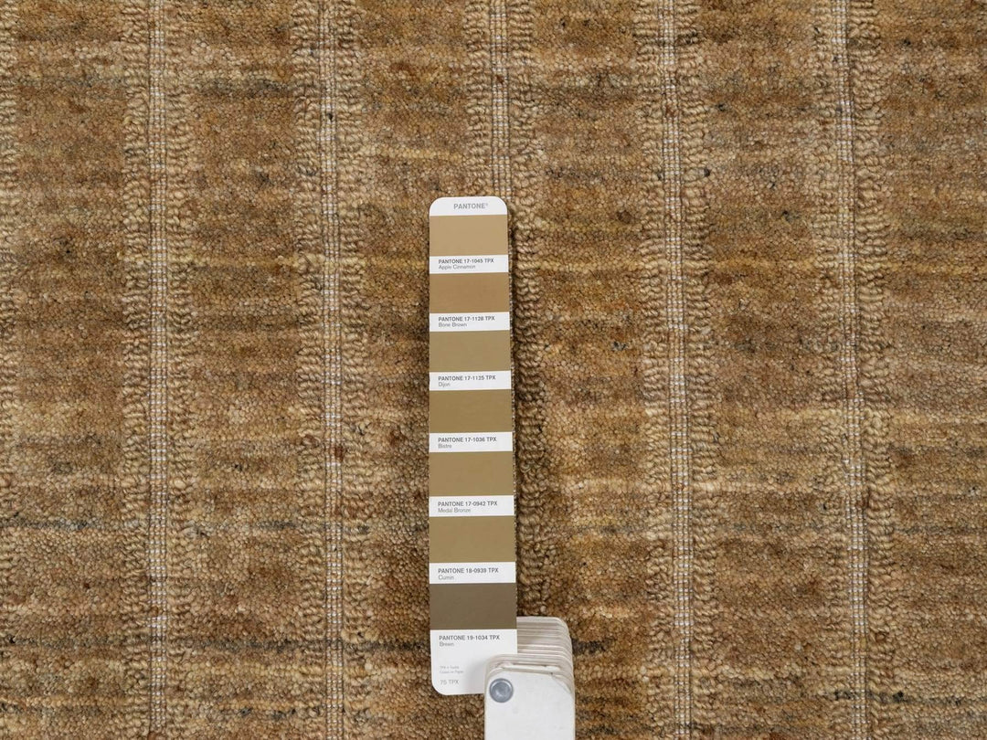 5'0" x 5'0" New Hand Loomed Brown Wool Round Oriental Rug - MOA10292160