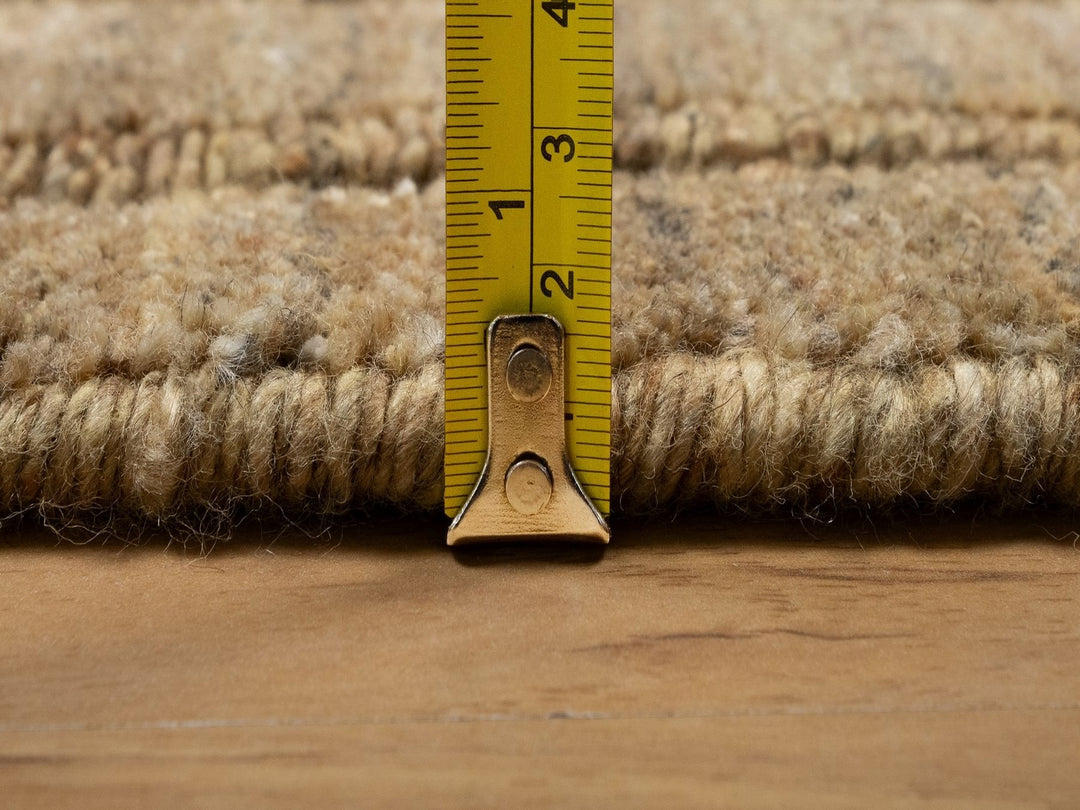 5'0" x 5'0" New Hand Loomed Brown Wool Round Oriental Rug - MOA10292160