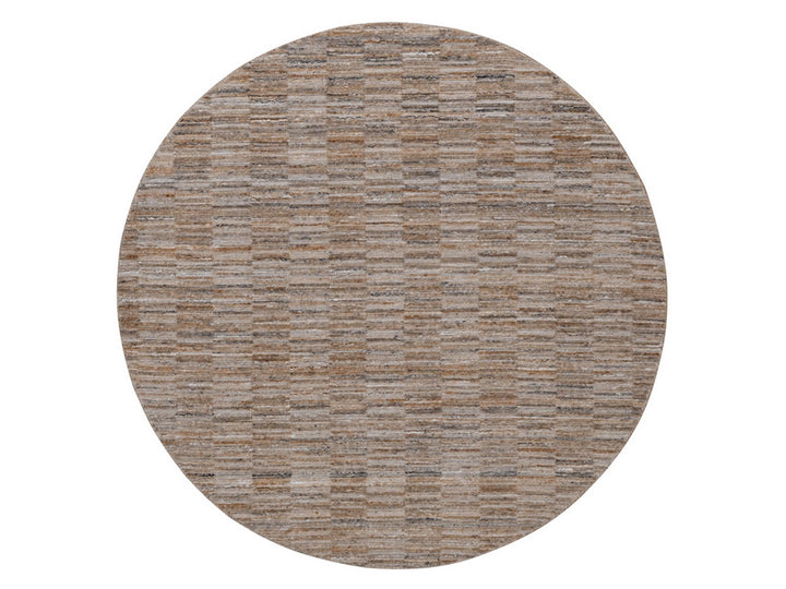 6'0" x 6'0" New Hand Loomed Brown Polyester Round Oriental Rug - MOA10292162