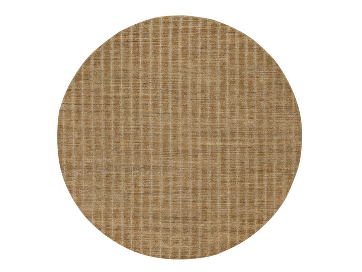 8'0" x 8'0" New Hand Loomed Brown Wool Round Oriental Rug - MOA10292166