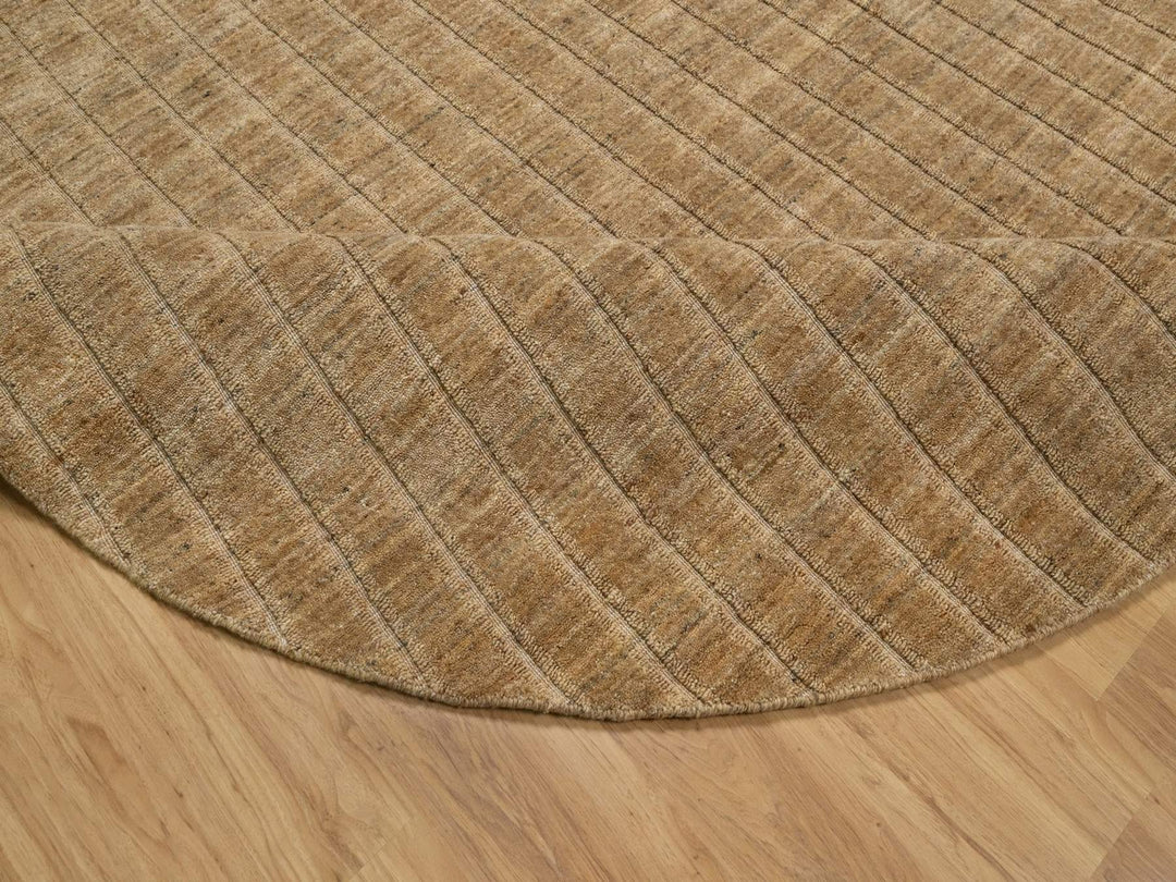 8'0" x 8'0" New Hand Loomed Brown Wool Round Oriental Rug - MOA10292166