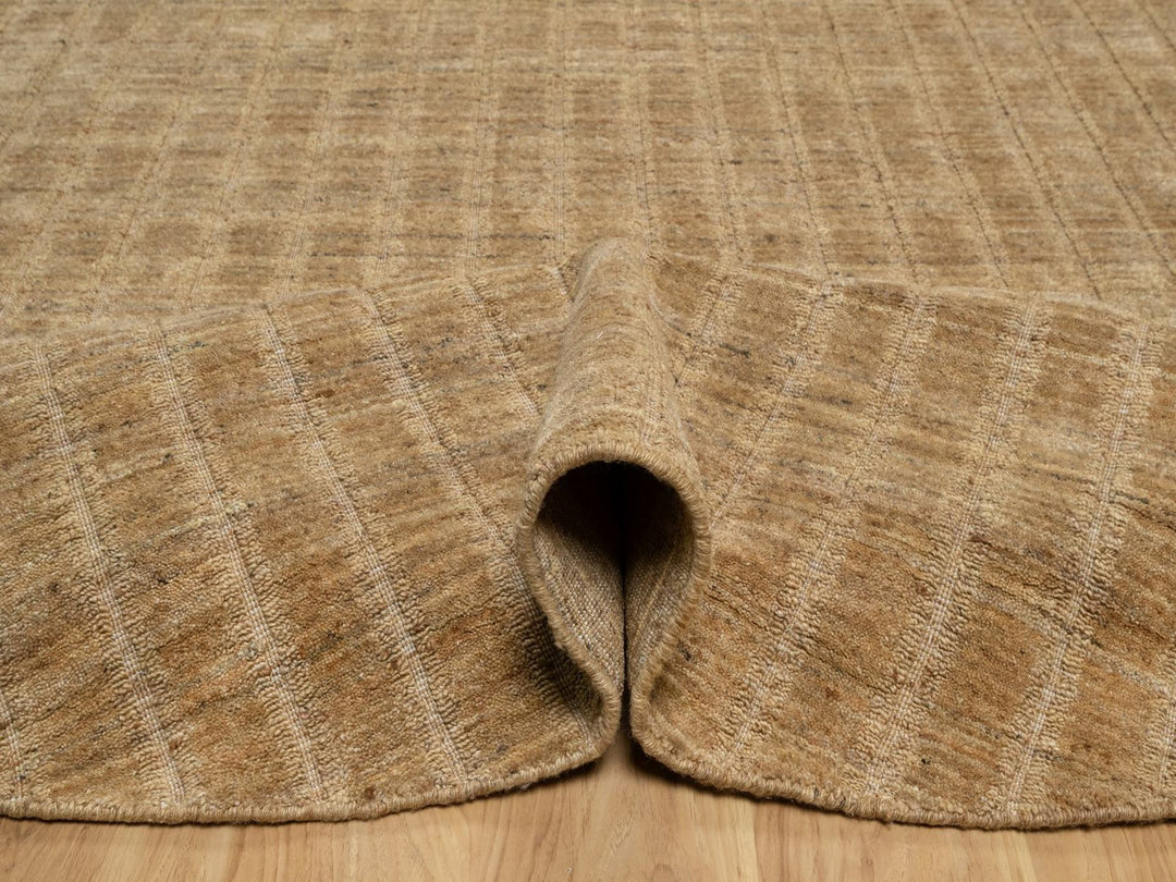 8'0" x 8'0" New Hand Loomed Brown Wool Round Oriental Rug - MOA10292167