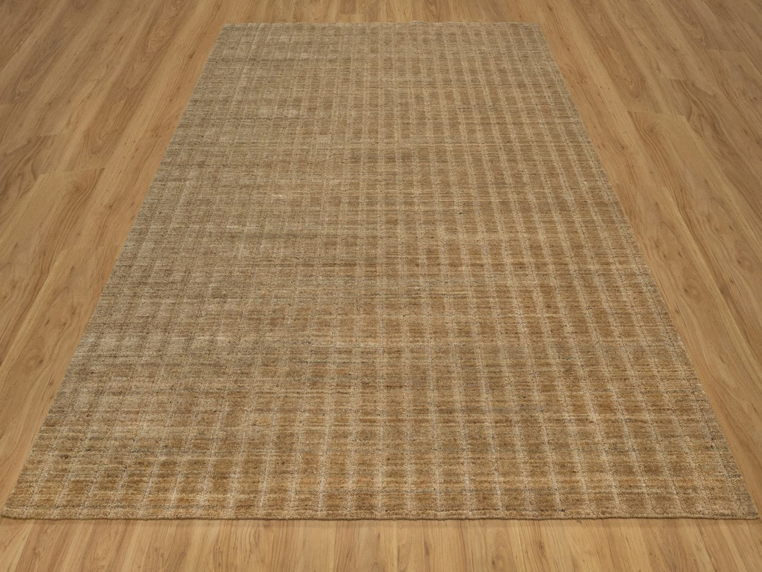 8'1" x 10'0" New Hand Loomed Brown Wool Rectangle Oriental Rug - MOA10292168