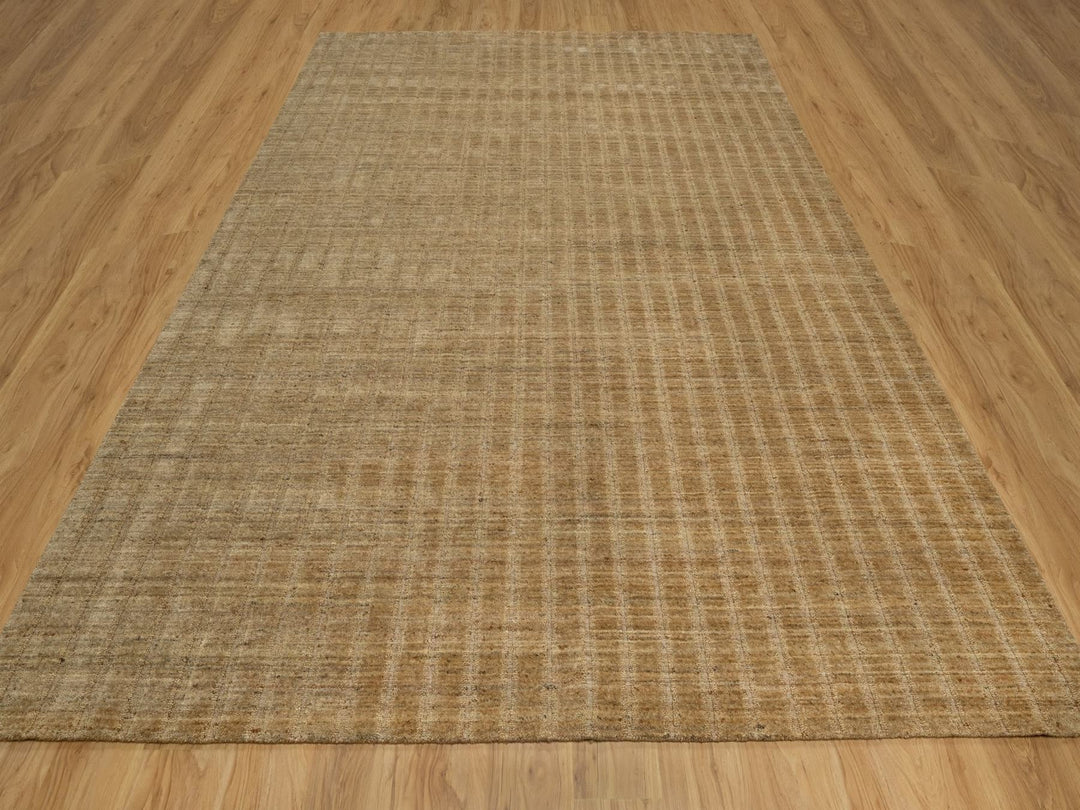 9'1" x 12'0" New Hand Loomed Brown Wool Rectangle Oriental Rug - MOA10292170