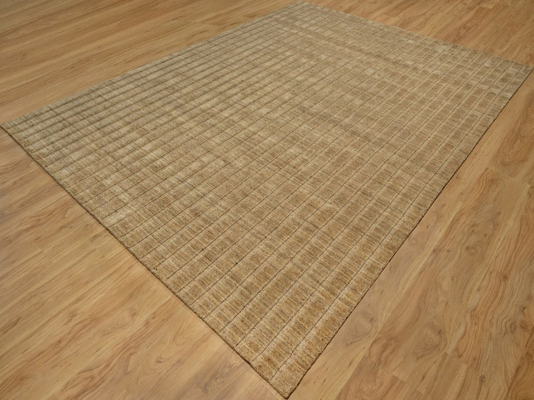 9'1" x 12'0" New Hand Loomed Brown Wool Rectangle Oriental Rug - MOA10292170