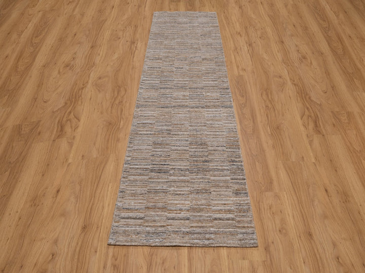 2'6" x 10'1" New Hand Loomed Brown Polyester Runner Oriental Rug - MOA10292172