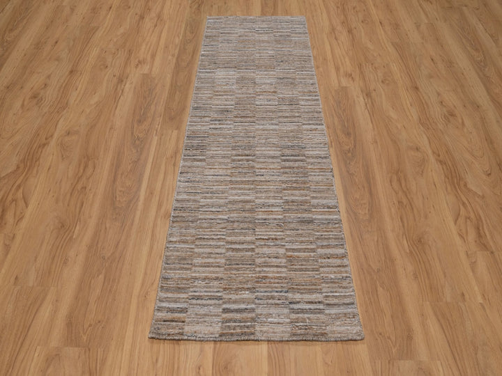 2'7" x 8'0" New Hand Loomed Brown Polyester Runner Oriental Rug - MOA10292173