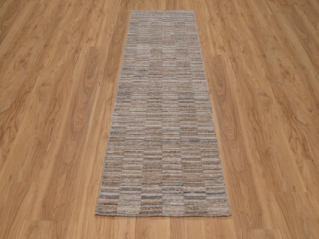 2'7" x 8'1" New Hand Loomed Brown Polyester Runner Oriental Rug - MOA10292174