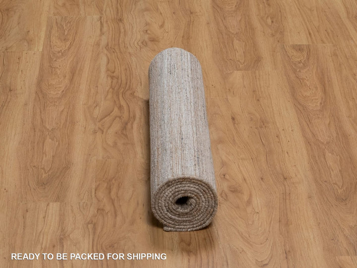 2'7" x 8'1" New Hand Loomed Brown Wool Runner Oriental Rug - MOA10292174