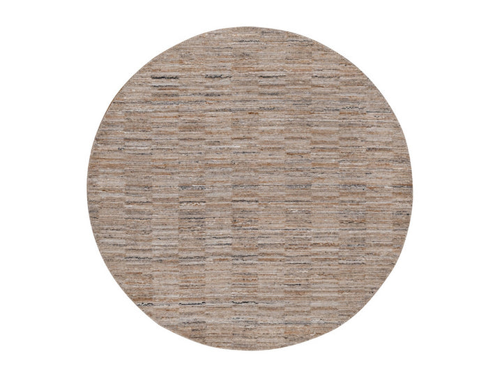 5'0" x 5'0" New Hand Loomed Brown Polyester Round Oriental Rug - MOA10292175
