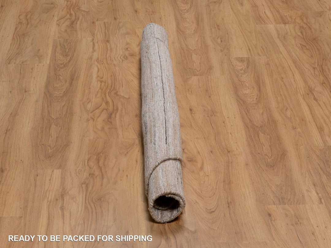 5'0" x 5'0" New Hand Loomed Brown Wool Round Oriental Rug - MOA10292175