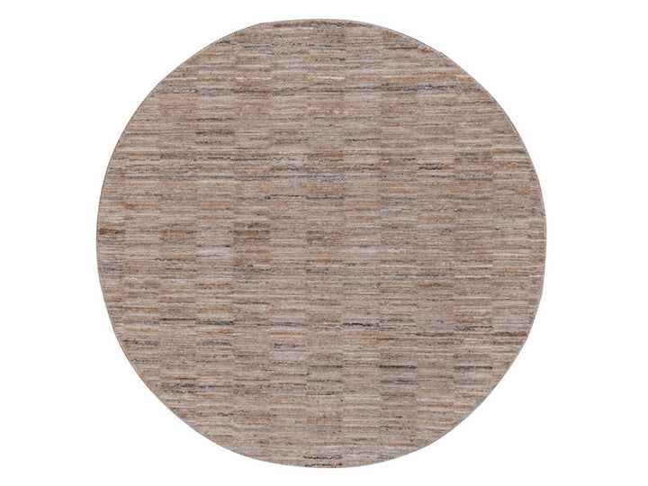 5'0" x 5'0" New Hand Loomed Brown Polyester Round Oriental Rug - MOA10292176
