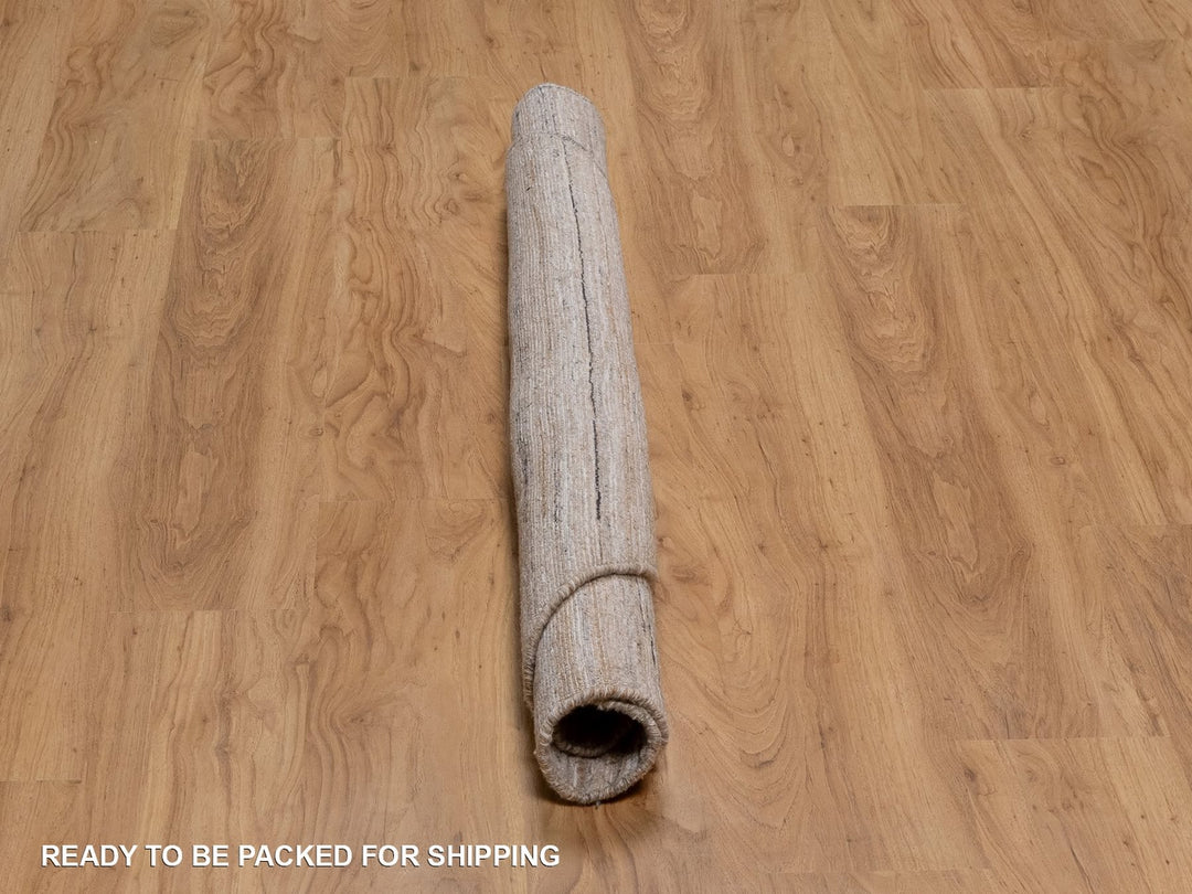 5'0" x 5'0" New Hand Loomed Brown Wool Round Oriental Rug - MOA10292176