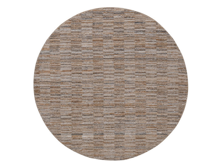 6'1" x 6'1" New Hand Loomed Brown Polyester Round Oriental Rug - MOA10292177