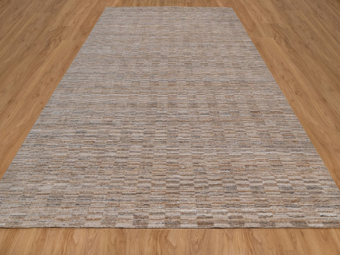 10'0" x 14'1" New Hand Loomed Brown Polyester Rectangle Oriental Rug - MOA10292178