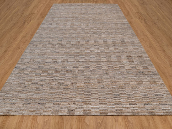 10'0" x 14'1" New Hand Loomed Brown Polyester Rectangle Oriental Rug - MOA10292178