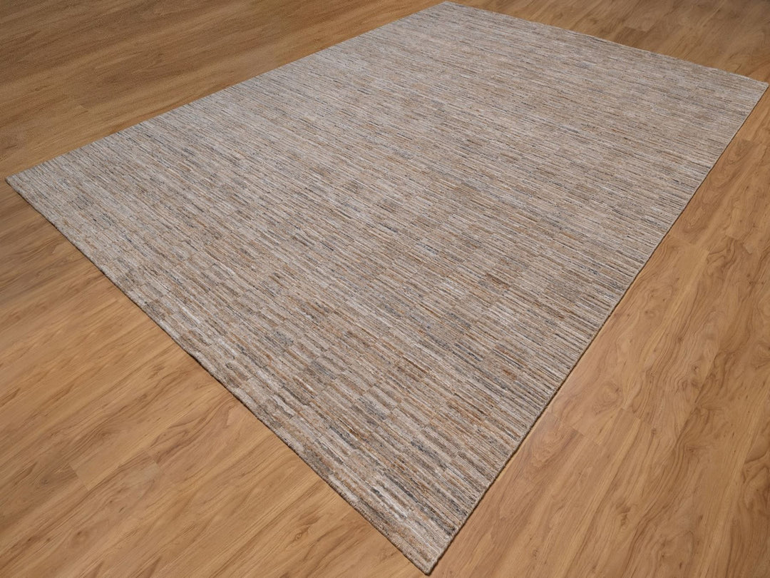 10'0" x 14'1" New Hand Loomed Brown Polyester Rectangle Oriental Rug - MOA10292178