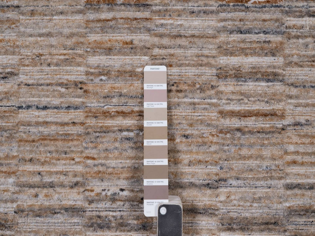 10'0" x 14'1" New Hand Loomed Brown Wool Rectangle Oriental Rug - MOA10292178