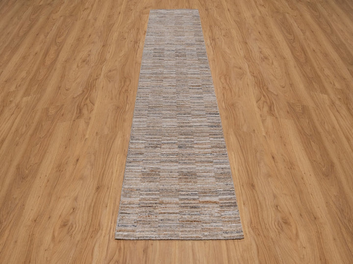 2'6" x 12'0" New Hand Loomed Brown Polyester Runner Oriental Rug - MOA10292180