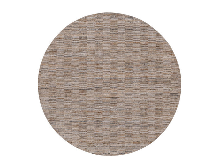 8'0" x 8'0" New Hand Loomed Brown Polyester Round Oriental Rug - MOA10292181