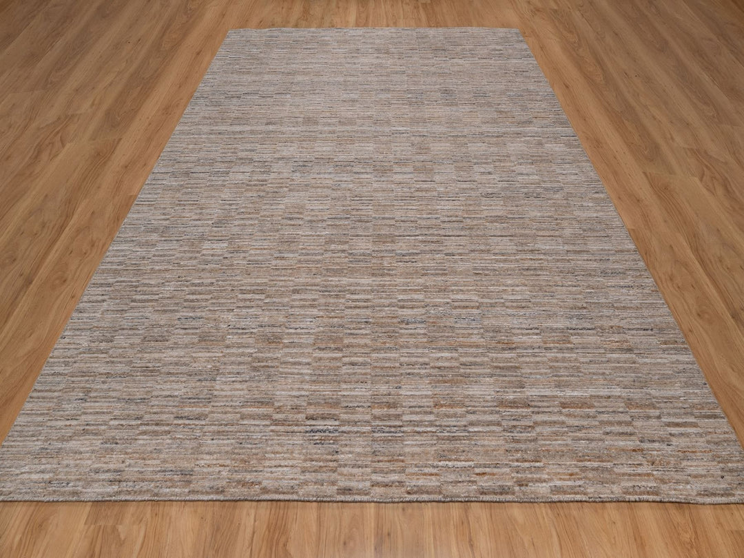 9'2" x 12'1" New Hand Loomed Brown Wool Rectangle Oriental Rug - MOA10292182