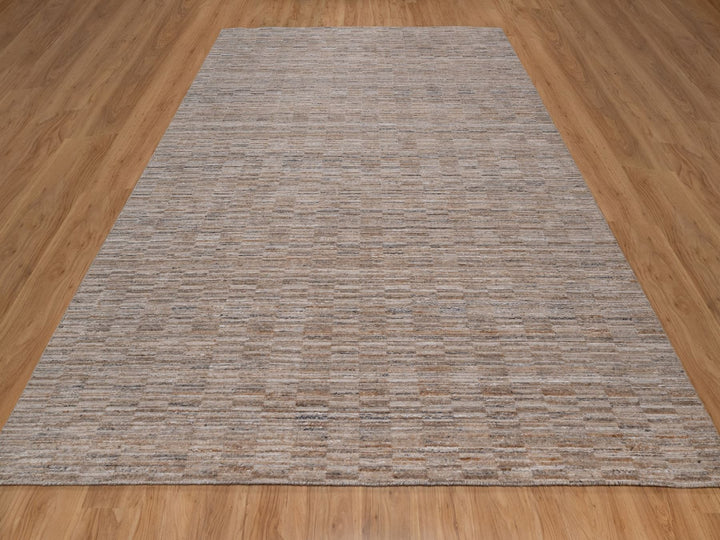 9'2" x 12'1" New Hand Loomed Brown Wool Rectangle Oriental Rug - MOA10292182