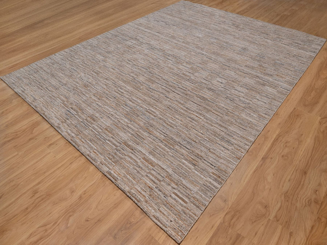 9'2" x 12'1" New Hand Loomed Brown Wool Rectangle Oriental Rug - MOA10292182