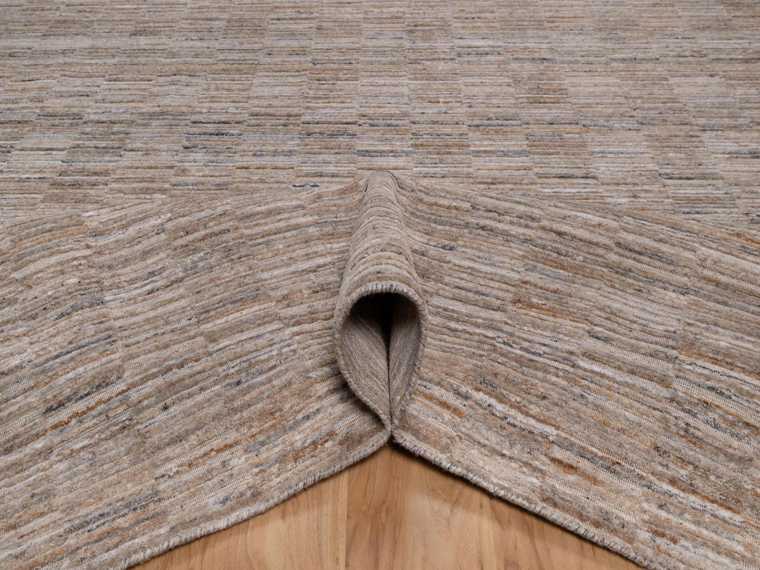 9'2" x 12'1" New Hand Loomed Brown Wool Rectangle Oriental Rug - MOA10292182