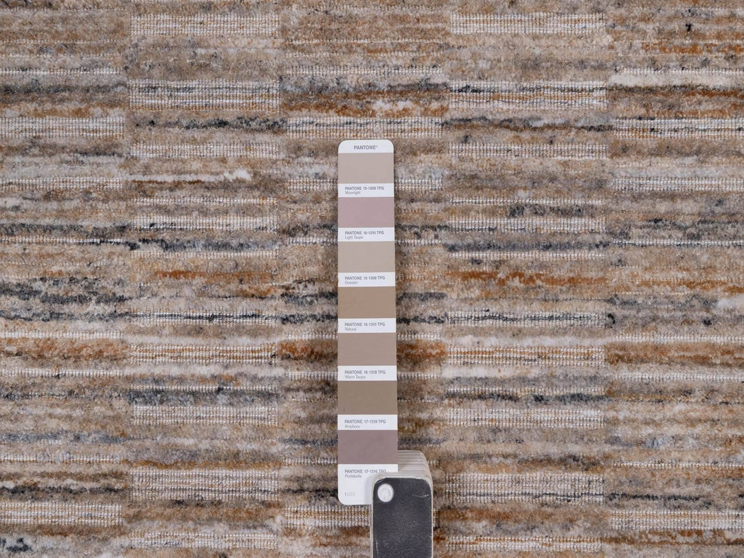 9'1" x 12'1" New Hand Loomed Brown Wool Rectangle Oriental Rug - MOA10292183