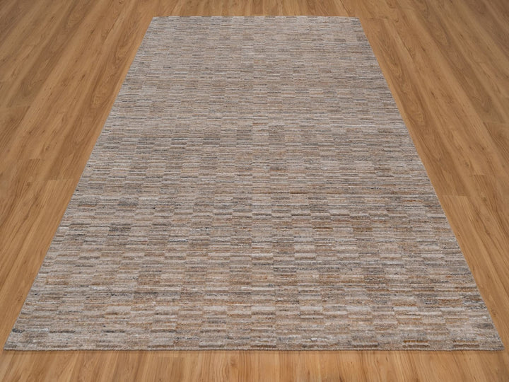 8'2" x 10'1" New Hand Loomed Brown Wool Rectangle Oriental Rug - MOA10292184