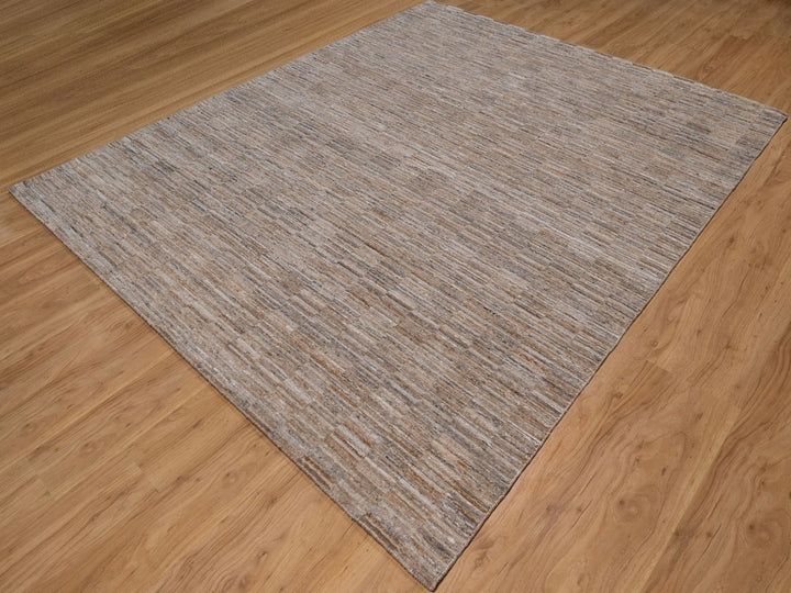 8'2" x 10'1" New Hand Loomed Brown Wool Rectangle Oriental Rug - MOA10292184