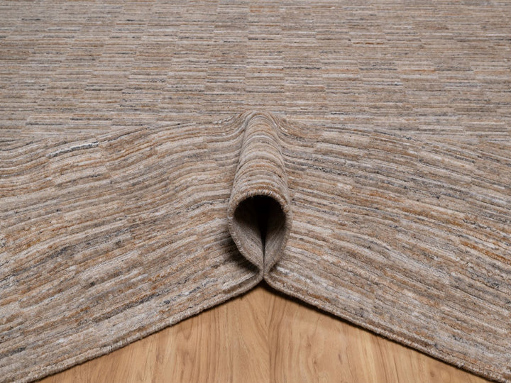 8'2" x 10'1" New Hand Loomed Brown Wool Rectangle Oriental Rug - MOA10292184