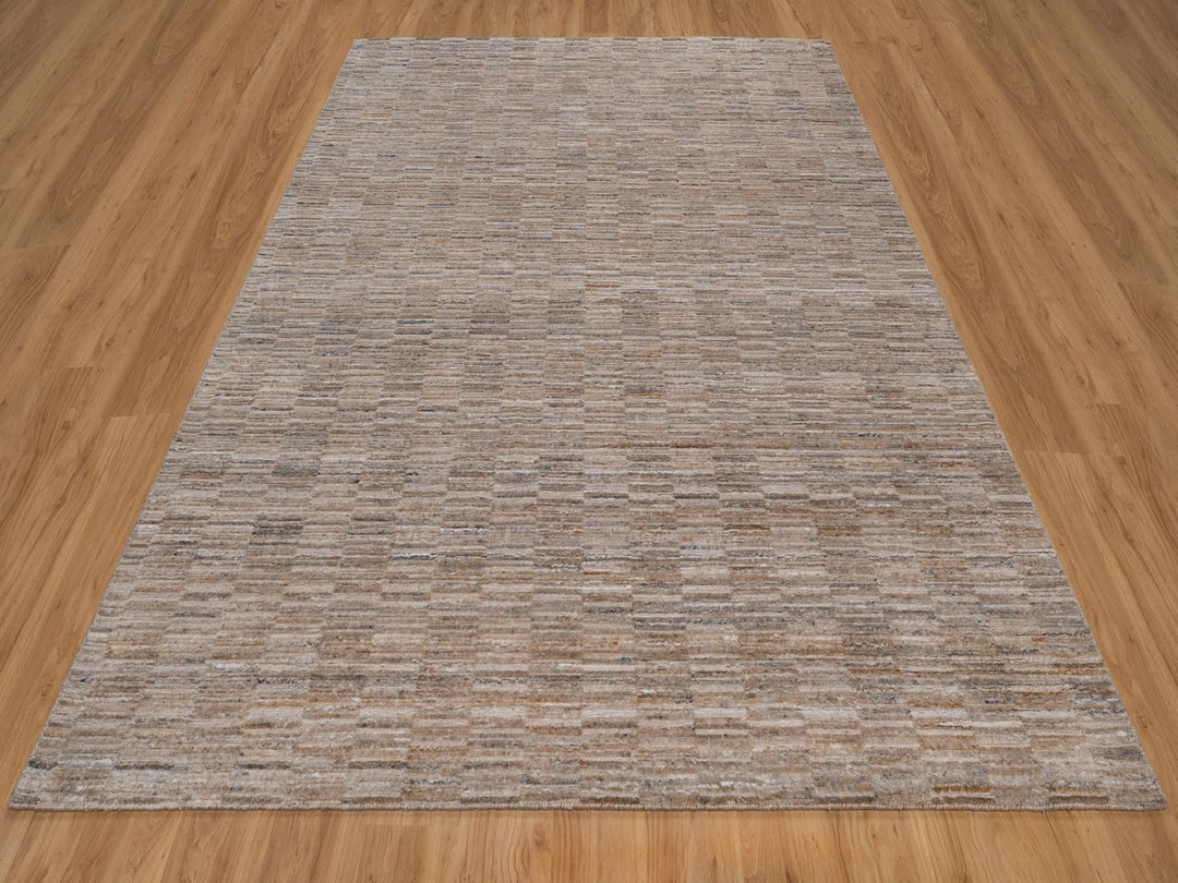 8'2" x 10'1" New Hand Loomed Brown Wool Rectangle Oriental Rug - MOA10292185