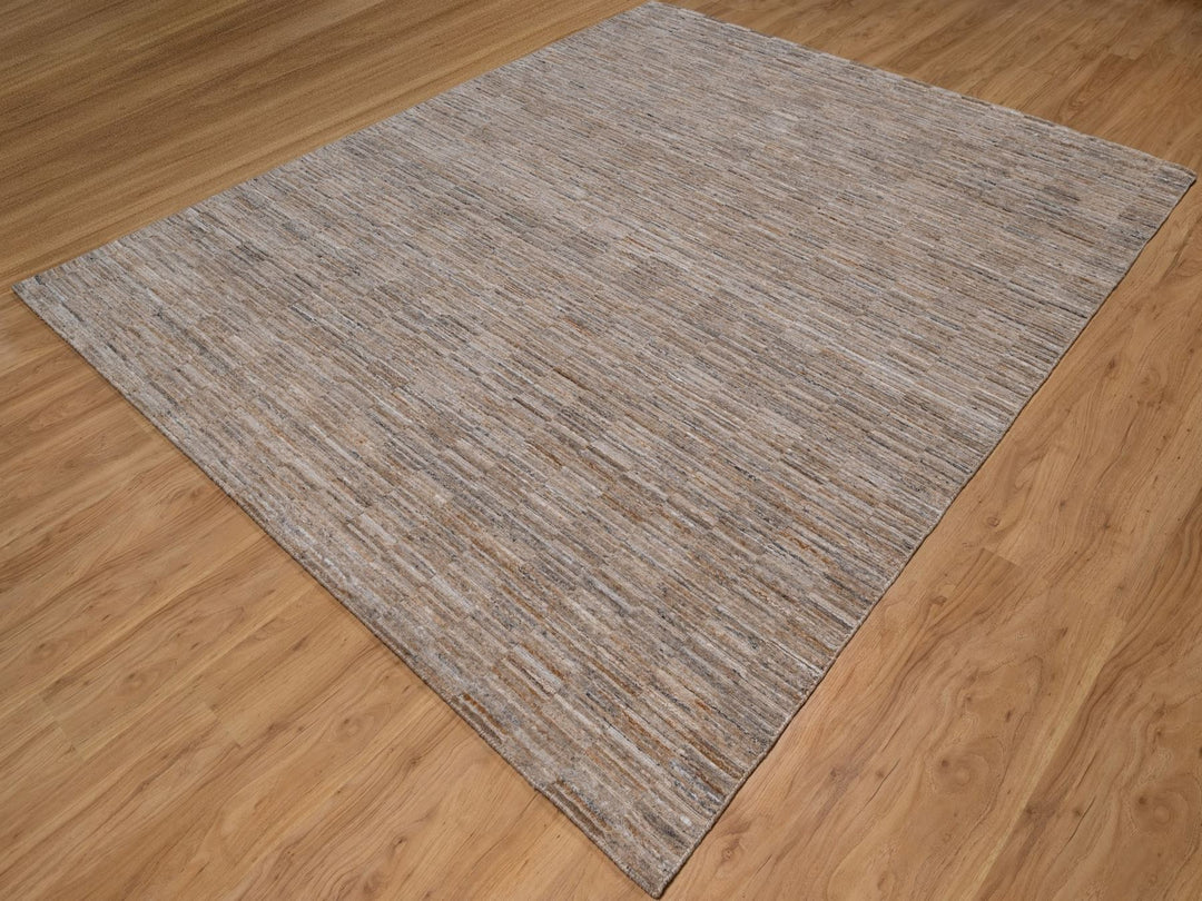 8'2" x 10'1" New Hand Loomed Brown Wool Rectangle Oriental Rug - MOA10292185