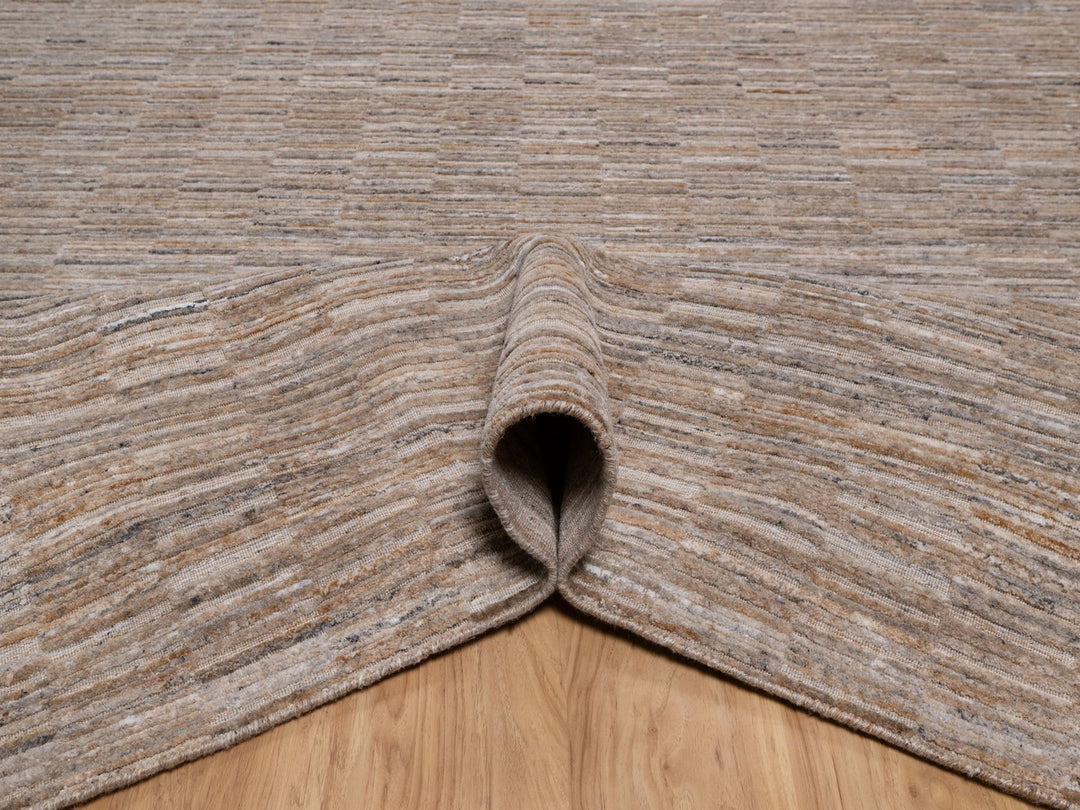 8'2" x 10'1" New Hand Loomed Brown Wool Rectangle Oriental Rug - MOA10292185