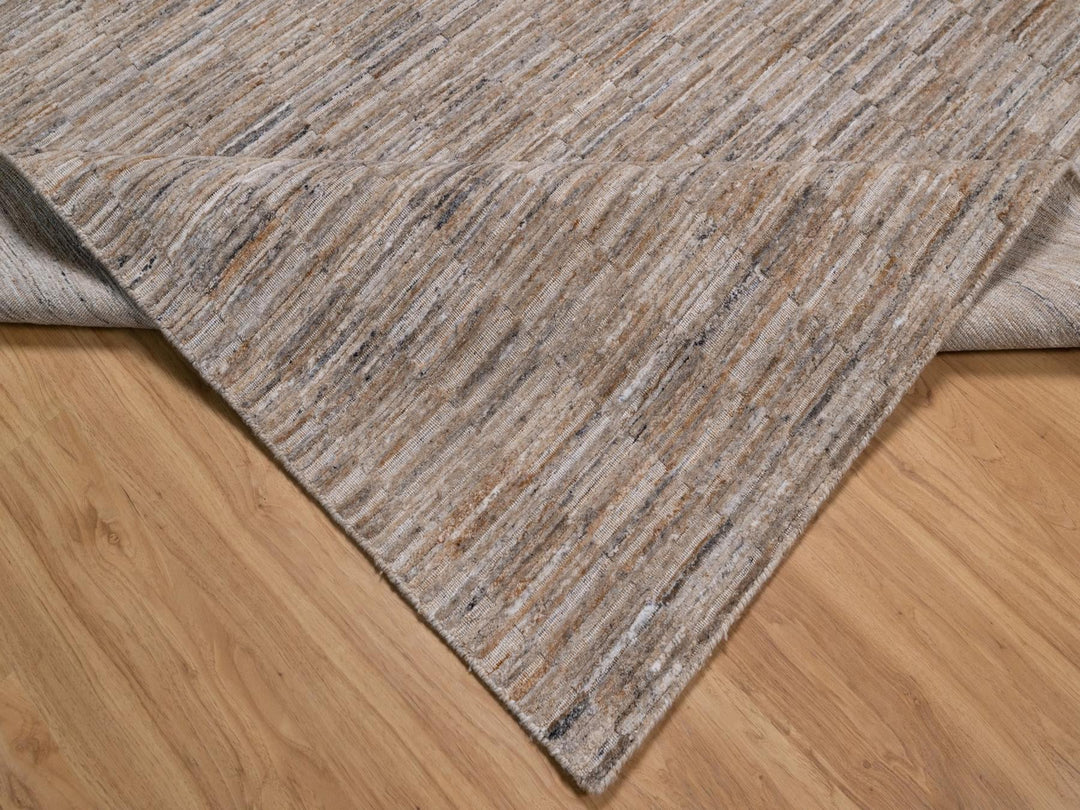 8'2" x 10'1" New Hand Loomed Brown Wool Rectangle Oriental Rug - MOA10292185