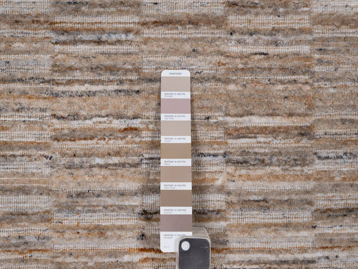 8'2" x 10'1" New Hand Loomed Brown Wool Rectangle Oriental Rug - MOA10292185