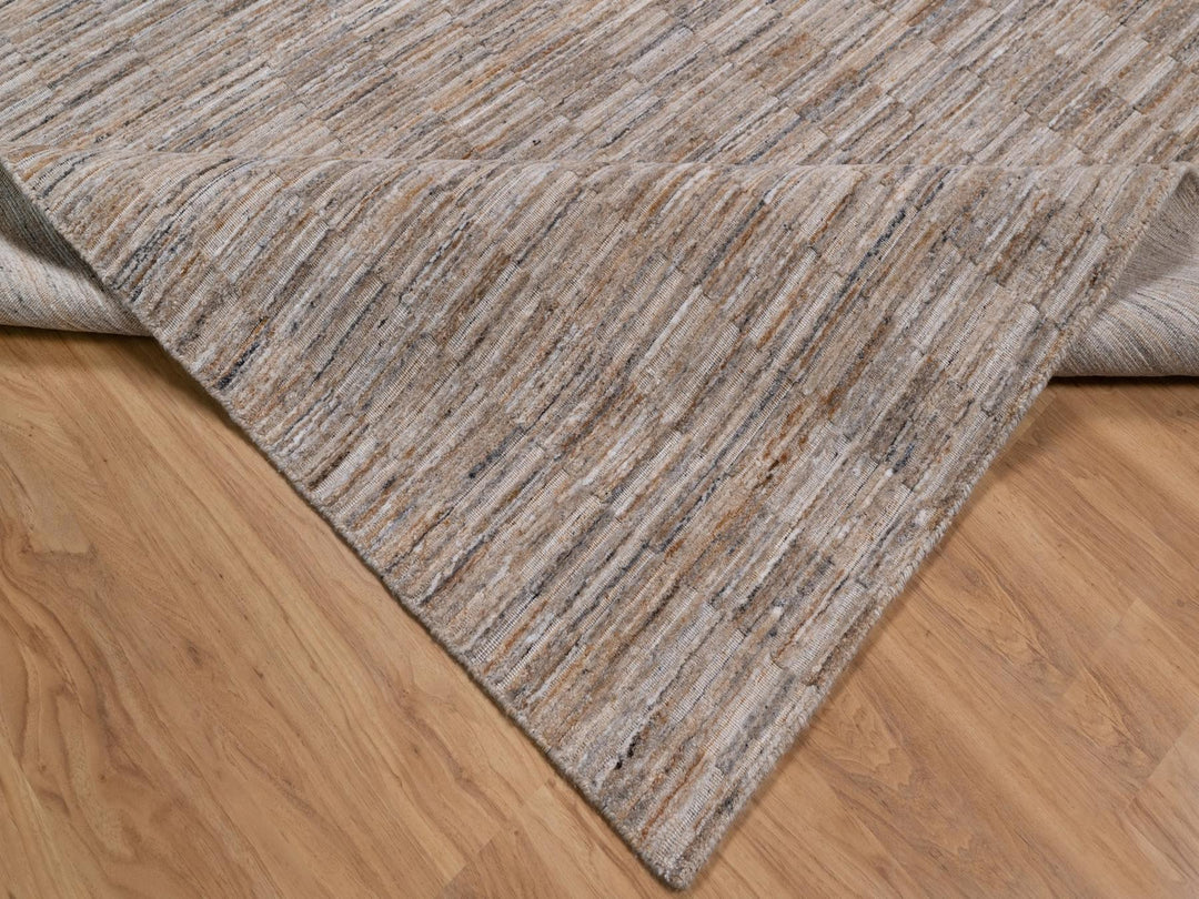 12'1" x 15'0" New Hand Loomed Brown Polyester Rectangle Oriental Rug - MOA10292186