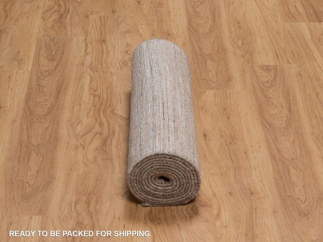 2'7" x 12'0" New Hand Loomed Brown Polyester Runner Oriental Rug - MOA10292187